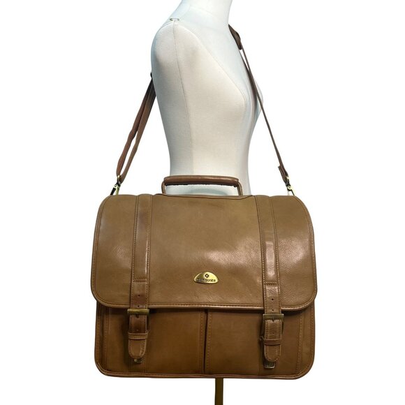 Samsonite Brown Leather Adjustable Shoulder Strap & Top Handle Messenger Bag - Picture 5 of 14